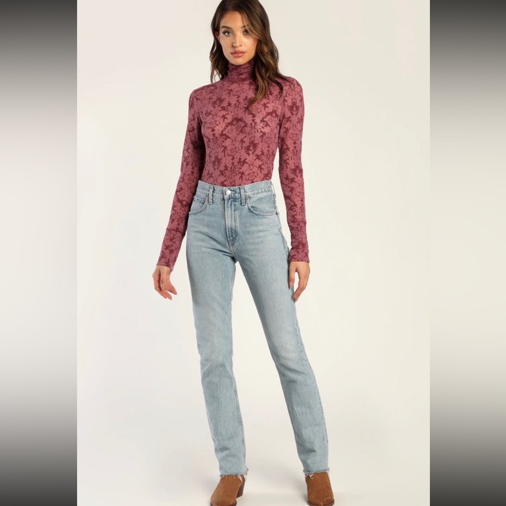 🆕FREE PEOPLE YOU AND I PLUM PURPLE LONG SLEEVE TURTLENECK TOP - Picture 4 of 10